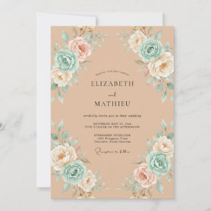 Invitation Mariage peint à l'aquarelle Champagne