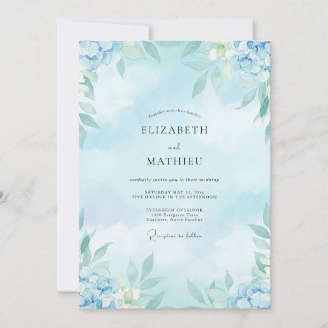 Invitation Mariage Peint à l'Aquarelle Poudrée (Devant)