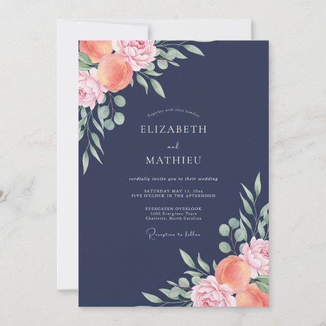 Invitation Mariage peint à l'aube d'abricot (Devant)