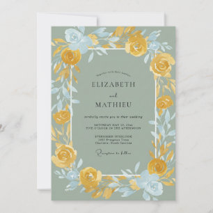 Invitation Mariage peint à l'azure doré antique