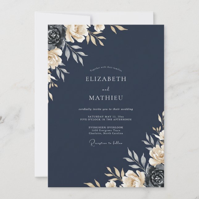 Invitation Mariage Peint à l'Encre d'Ivoire (Devant)