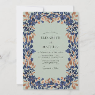 Invitation Mariage peint à l'indigo antique cuivre