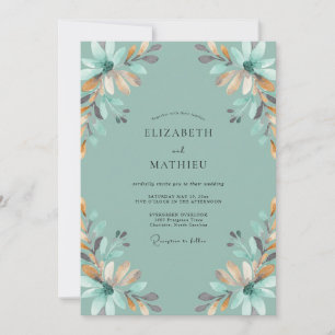 Invitation Mariage peint à l'ocre écume de mer