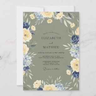 Invitation Mariage peint à l'olive Periwinkle Beurre