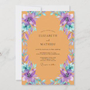 Invitation Mariage Peint Ambre Violet