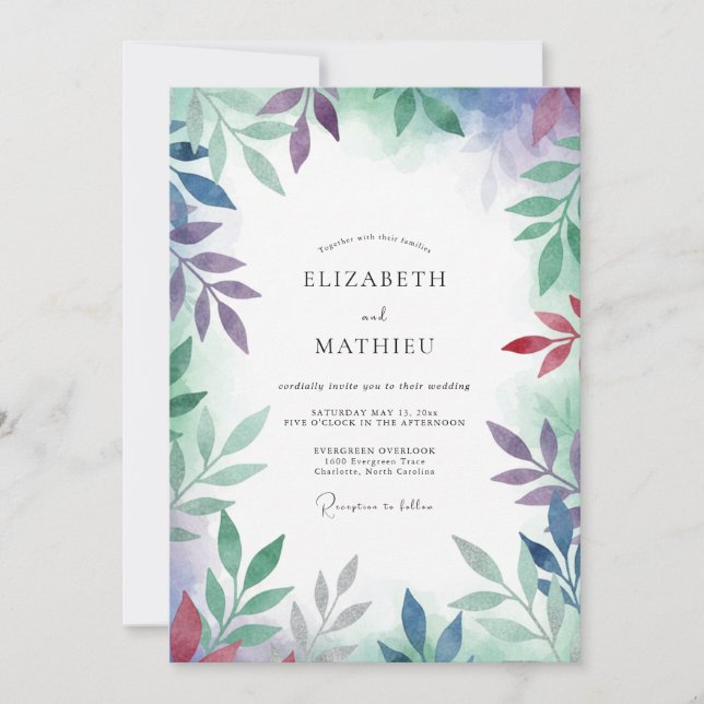 Invitation Mariage peint Améthyste Bourgogne (Devant)