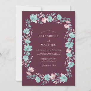 Invitation Mariage Peint Aquarelle Prune