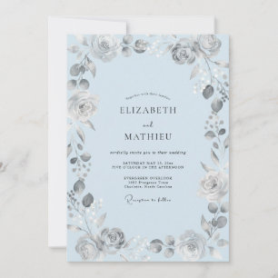 Invitation Mariage Peint Argent Poudré