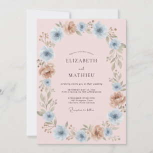 Invitation Mariage peint au Bleuet Cuivré