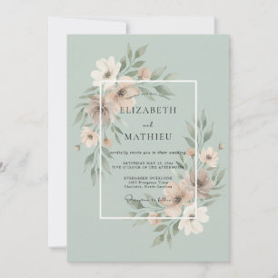 Invitation Mariage peint au céladon atténué