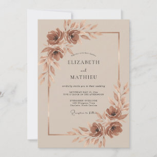 Invitation Mariage peint au Champagne cuivré