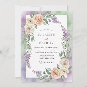 Invitation Mariage peint au champagne lilas