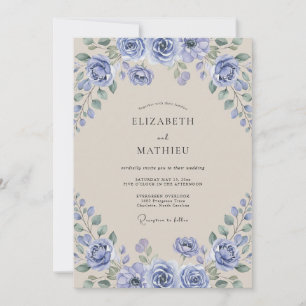 Invitation Mariage Peint au Champagne Pervenche