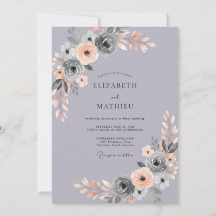 Invitation Mariage Peint au Charbon de Lilas