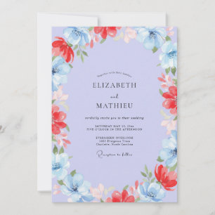Invitation Mariage peint au corail Pervenche