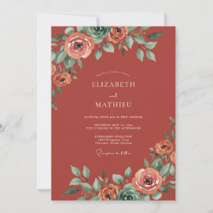 Invitation Mariage peint au corail rouille