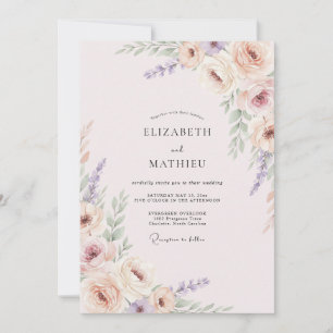 Invitation Mariage Peint au Lavande Rosé