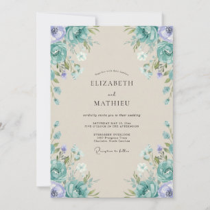 Invitation Mariage Peint au Lilas Cyan