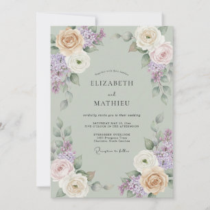 Invitation Mariage Peint au Lilas Mint
