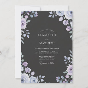 Invitation Mariage peint au lilas poussiéreux au charbon de b