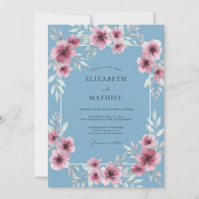 Invitation Mariage peint au magenta de la barbe de Jupiter (Devant)