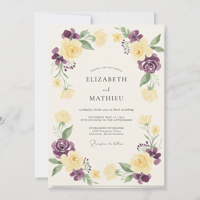 Invitation Mariage peint au maïs violet (Devant)