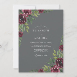 Invitation Mariage Peint au Marron Charbon