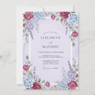 Invitation Mariage Peint au Merlot Lilas