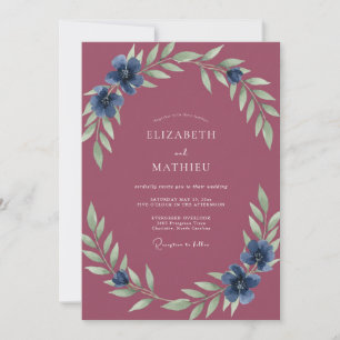 Invitation Mariage Peint au Plum Saphir