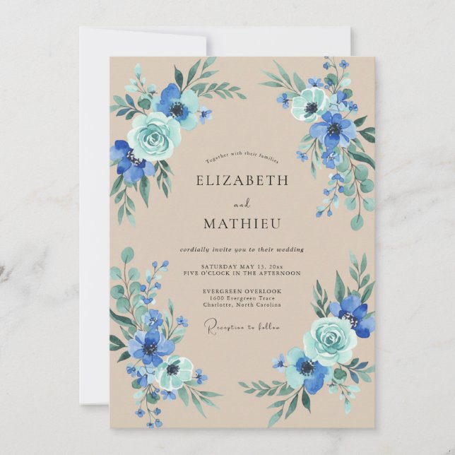 Invitation Mariage Peint au Taupe Saphir (Devant)