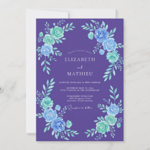Invitation Mariage Peint au Violet Menthe