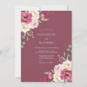 Invitation Mariage peint aux tons de baie profonde