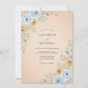 Invitation Mariage peint azur Champagne