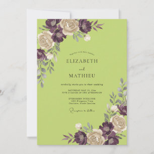 Invitation Mariage Peint Chartreuse aux Prunes