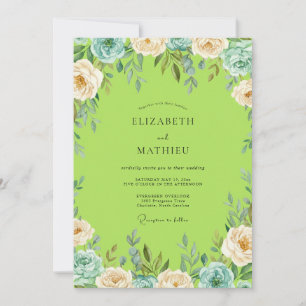 Invitation Mariage Peint Chartreuse Sarcelle