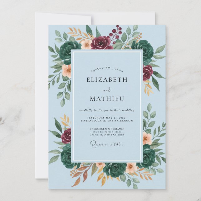 Invitation Mariage peint ciel de Bourgogne (Devant)