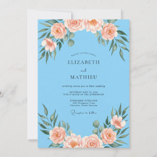 Invitation Mariage peint corail chaud ciel