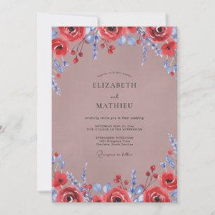 Invitation Mariage peint de cramoisi mauve