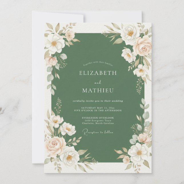 Invitation Mariage Peint de Pêche Mousse (Devant)