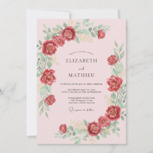 Invitation Mariage peint de rubis cramoisi
