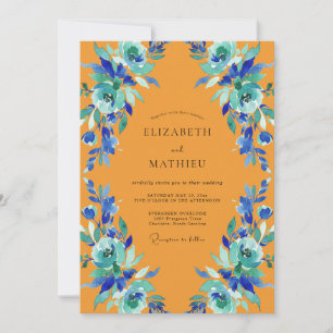 Invitation Mariage Peint de Souci et de Sarcelle