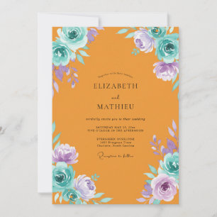 Invitation Mariage Peint de Souci Violet