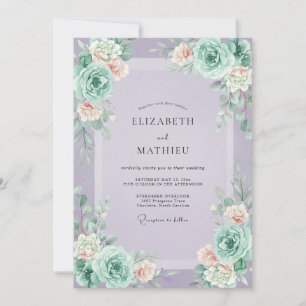 Invitation Mariage peint de succulente lilas