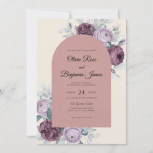 Invitation Mariage peint doux lilas prune