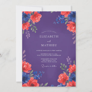 Invitation Mariage peint écarlate prune