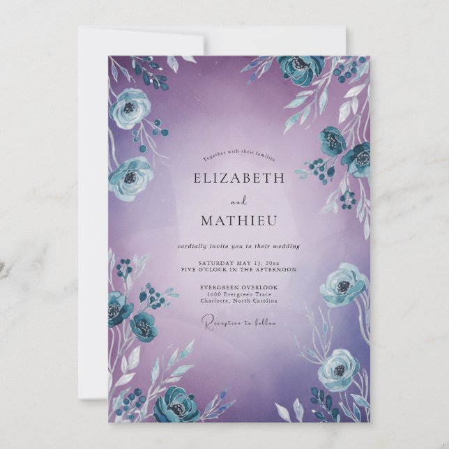 Invitation Mariage Peint en Acier Améthyste (Devant)