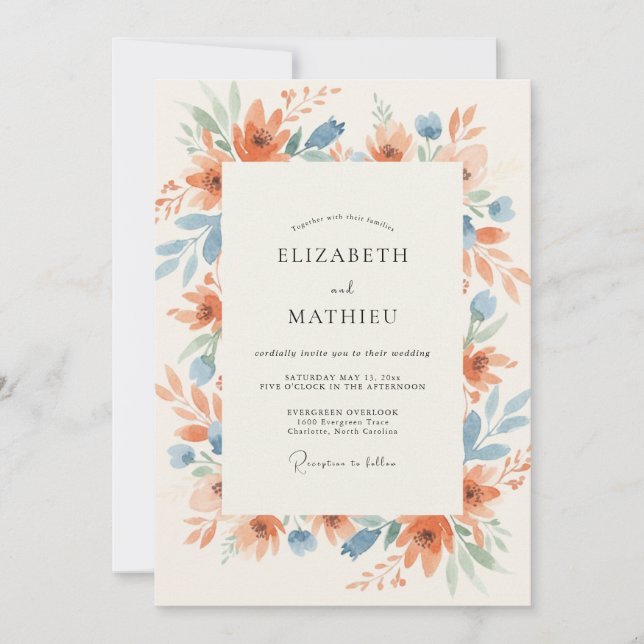 Invitation Mariage peint en acier terracotta (Devant)
