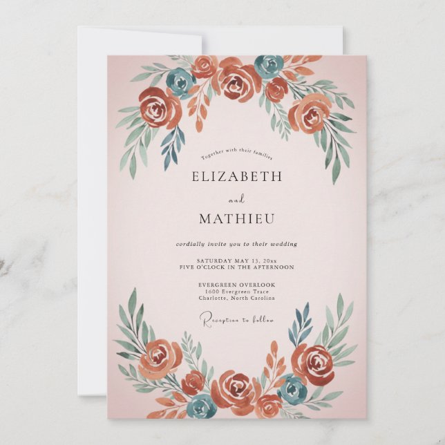Invitation Mariage peint en ardoise rouille (Devant)
