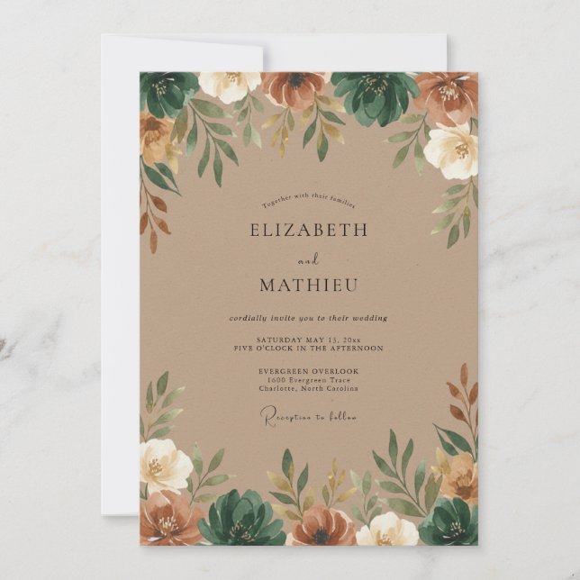 Invitation Mariage Peint en Argile Taupe (Devant)