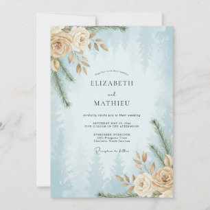 Invitation Mariage peint en azur poudré